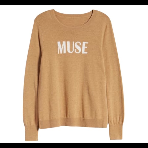 COURT & ROWE Muse Cotton Blend Crewneck Sweater With Long Sleeves Camel Brown L - Picture 3 of 8